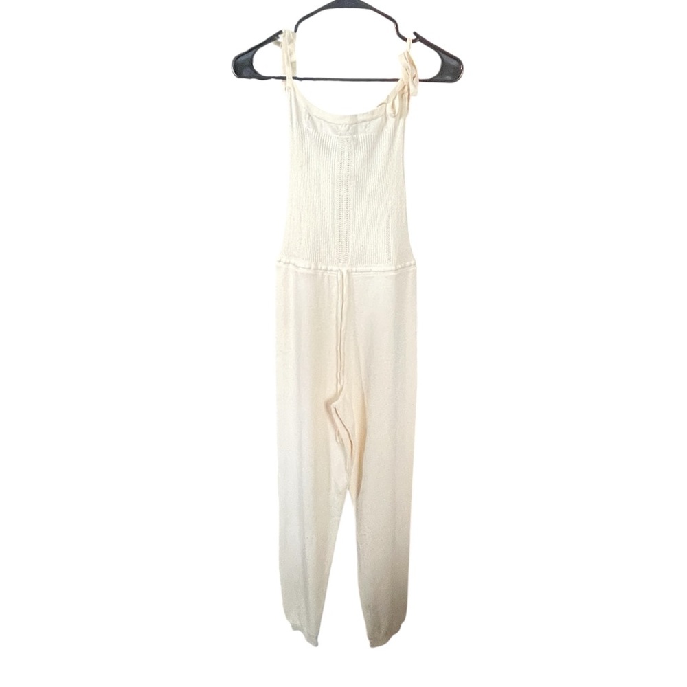 Zara Off-White Spaghetti Tie Straps Knit Jumpsuit